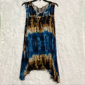 Tres Bien Asymmetric Ombré Tie Dye Mini Tank Dress Size Small